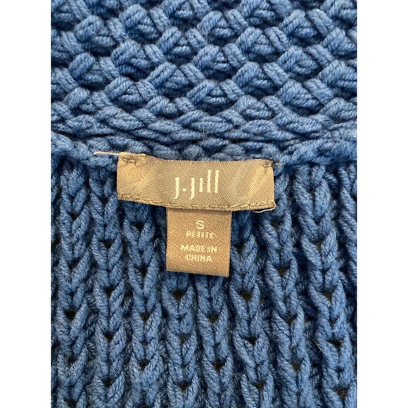J. Jill Cardigan Blue Cotton Blend Collared Button Down Front Pockets Size Small - Picture 4 of 11